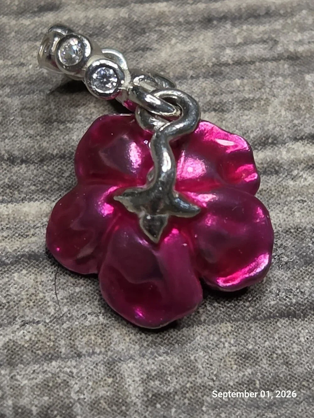 Authentic Pandora Hibiscus Dangle Charm Sterling silver